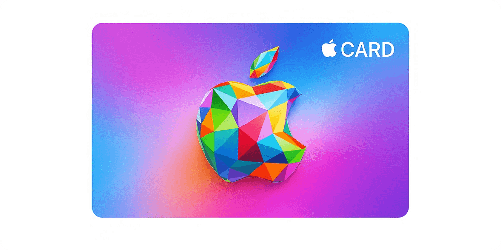 Apple Gift Card – a top popular gift card in the MENA region for digital entertainment and App Store purchases Colorful Apple Gift Card used for apps, music, and entertainment