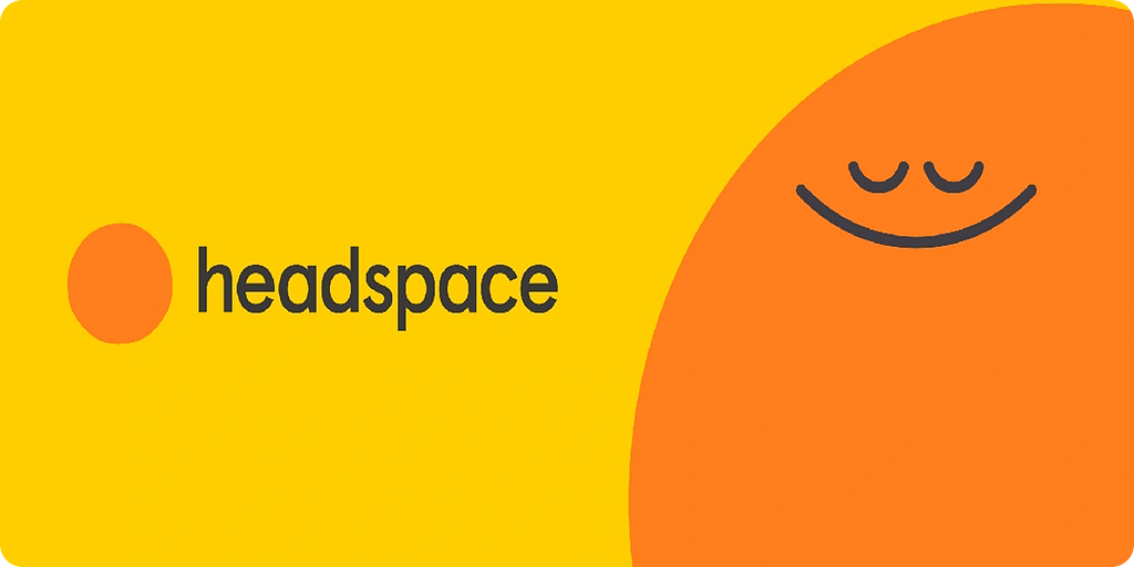 Headspace meditation app logo promoting mindfulness and stress relief Headspace logo with smiling orange circle on yellow background, representing meditation and mindfulness.